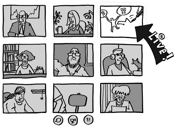 Zeichnung: Videokonferenz mit Live-Zeichnung